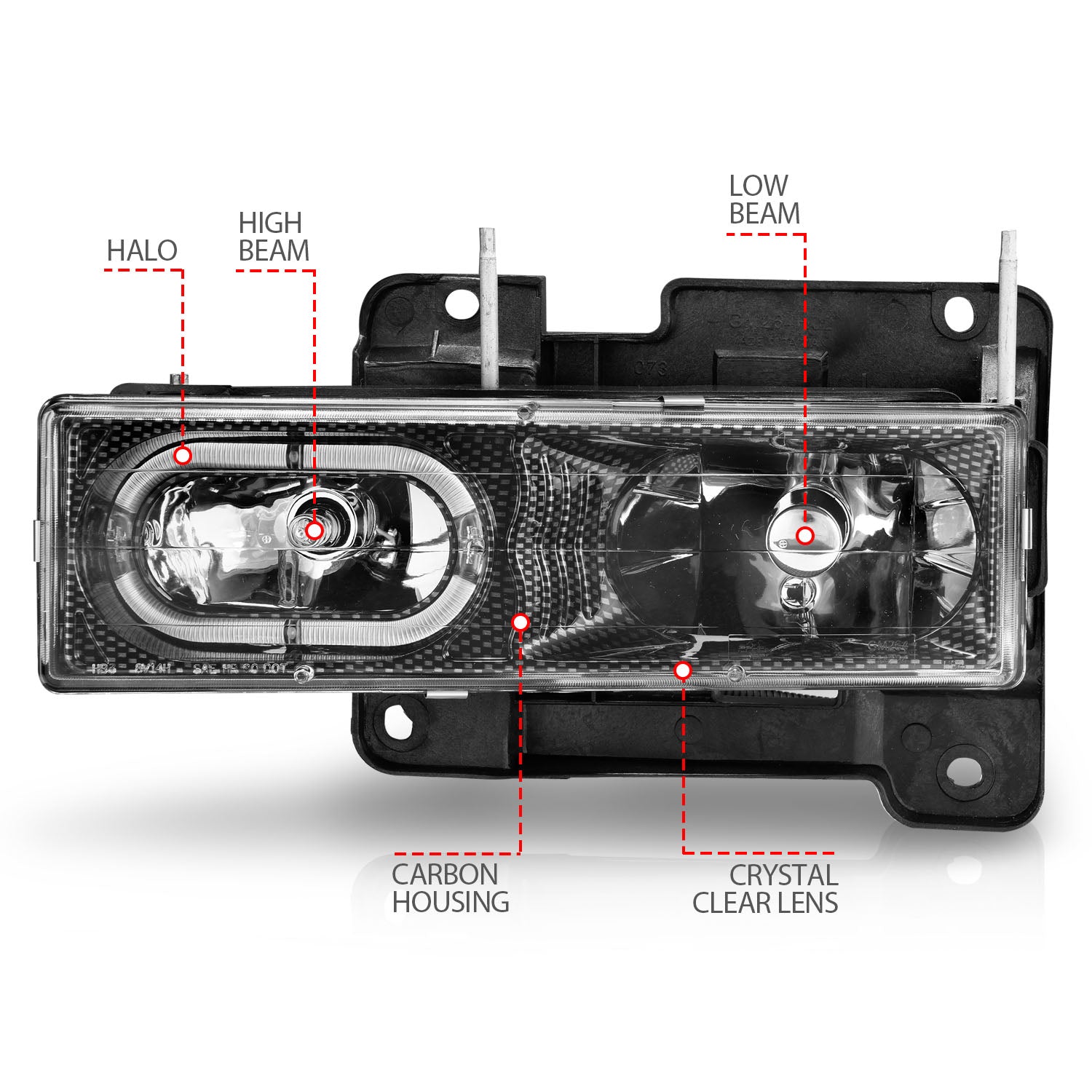 Anzo 90-00 Halo Carbon Crystal Headlights