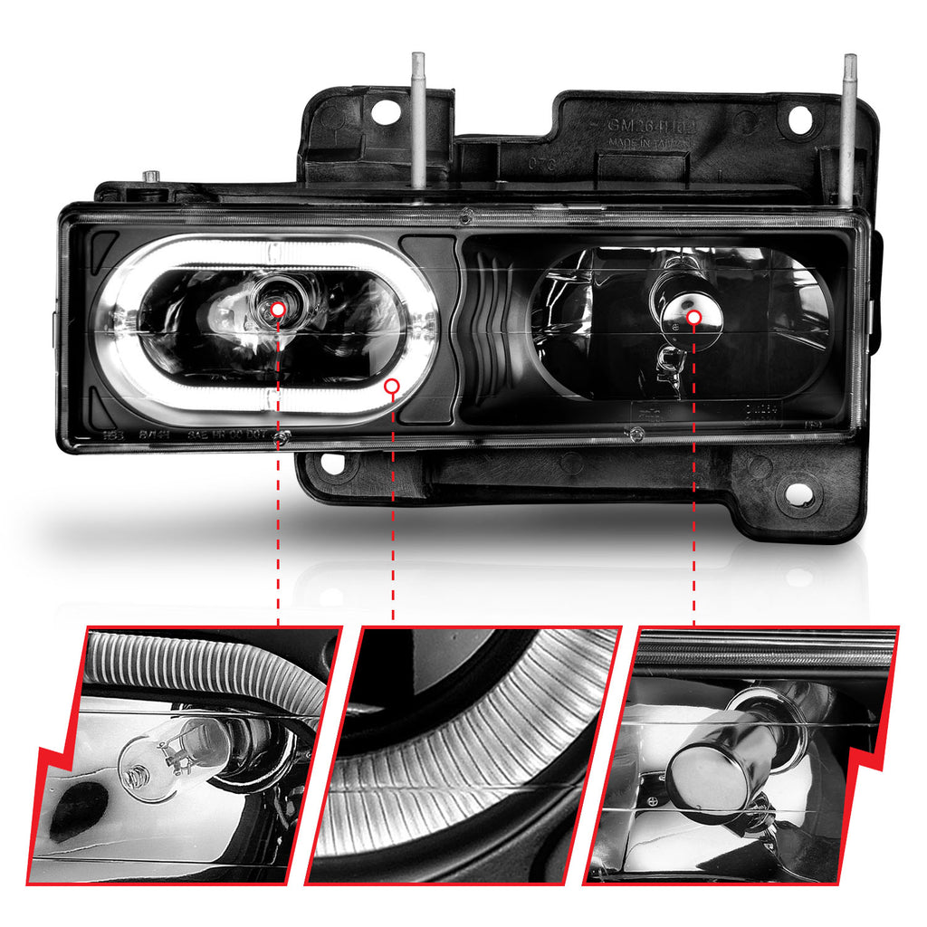 Anzo 90-00 Halo Black Crystal Headlights