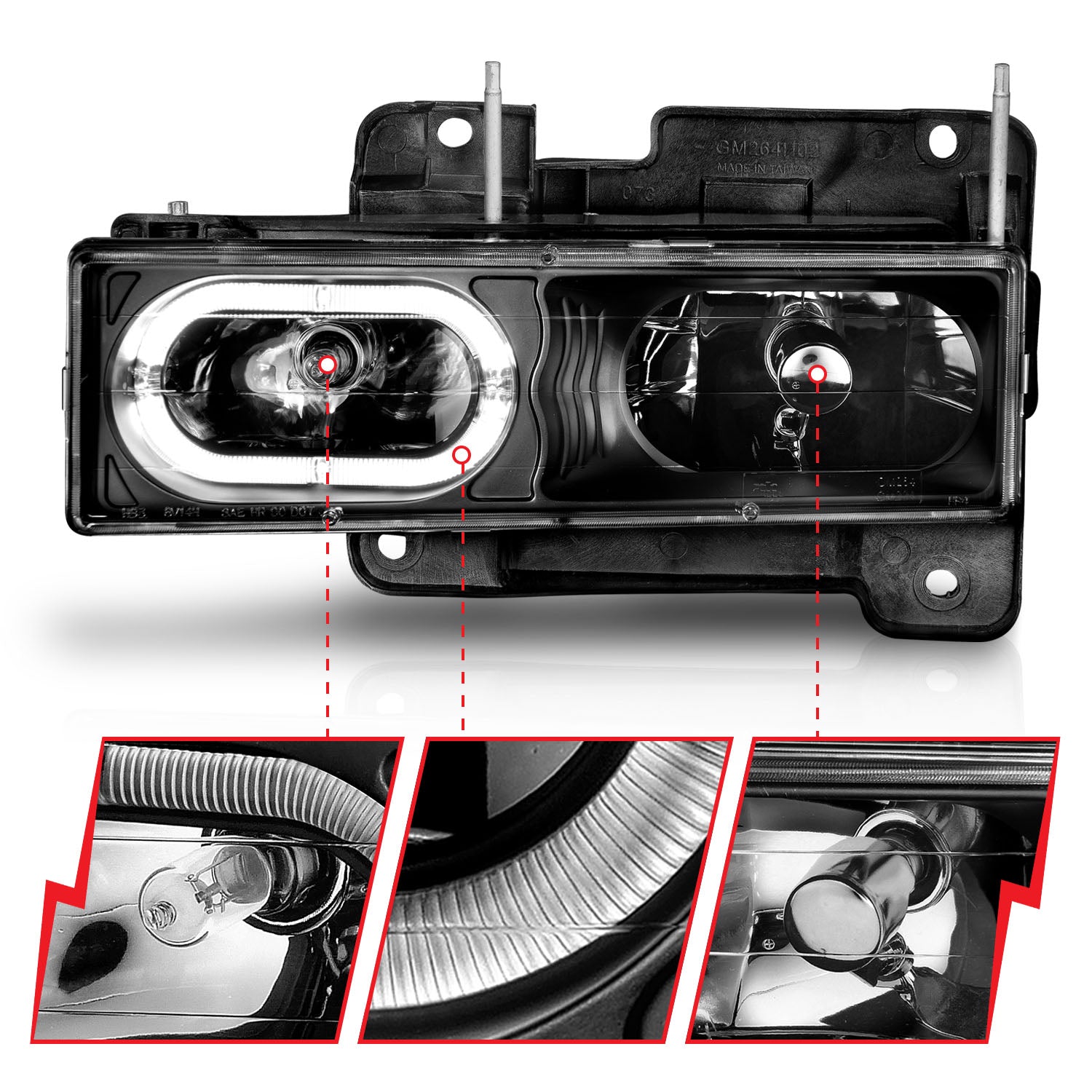 Anzo 90-00 Halo Black Crystal Headlights