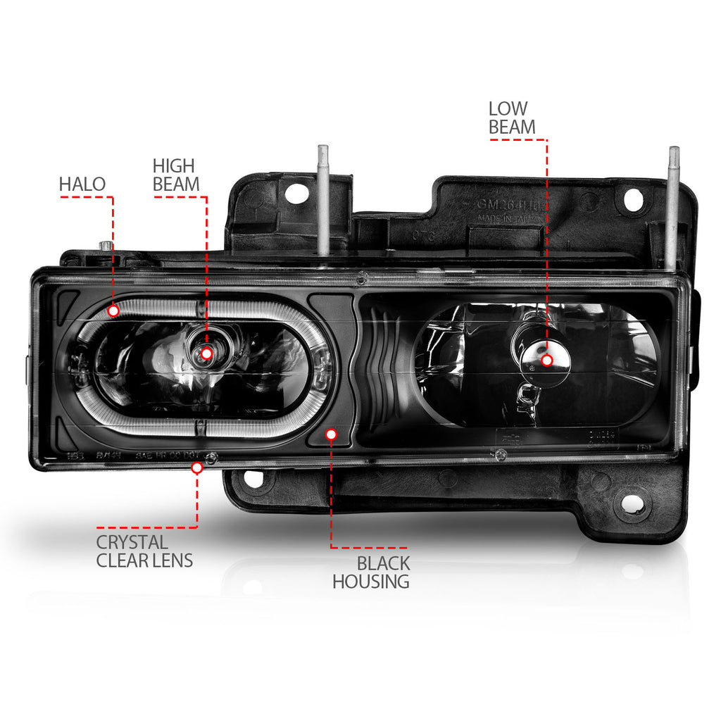 Anzo 90-00 Halo Black Crystal Headlights