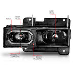 Anzo 90-00 Halo Black Crystal Headlights