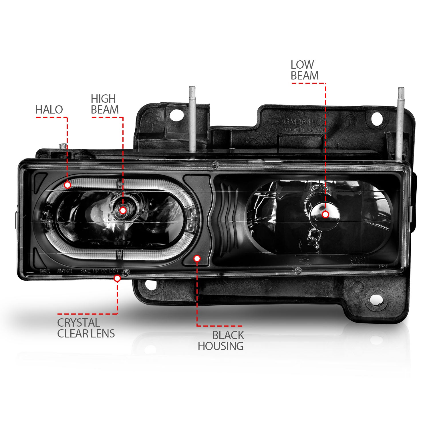 Anzo 90-00 Halo Black Crystal Headlights