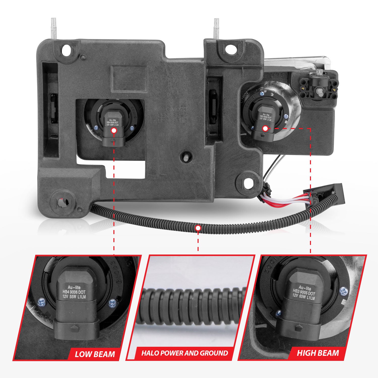 Anzo 90-00 Halo Black Crystal Headlights