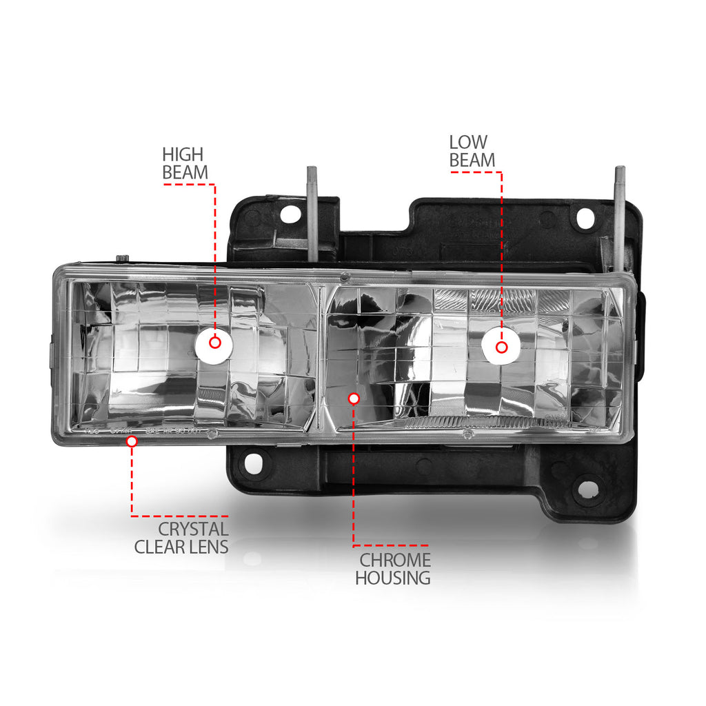 Anzo 90-00 Clear/Chrome Crystal Headlights No Bulbs