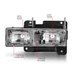 Anzo 90-00 Clear/Chrome Crystal Headlights No Bulbs