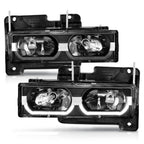 Anzo 90-00 Low Brow Black Crystal Headlights