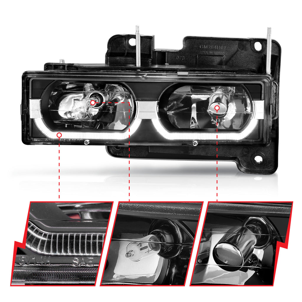 Anzo 90-00 Low Brow Black Crystal Headlights