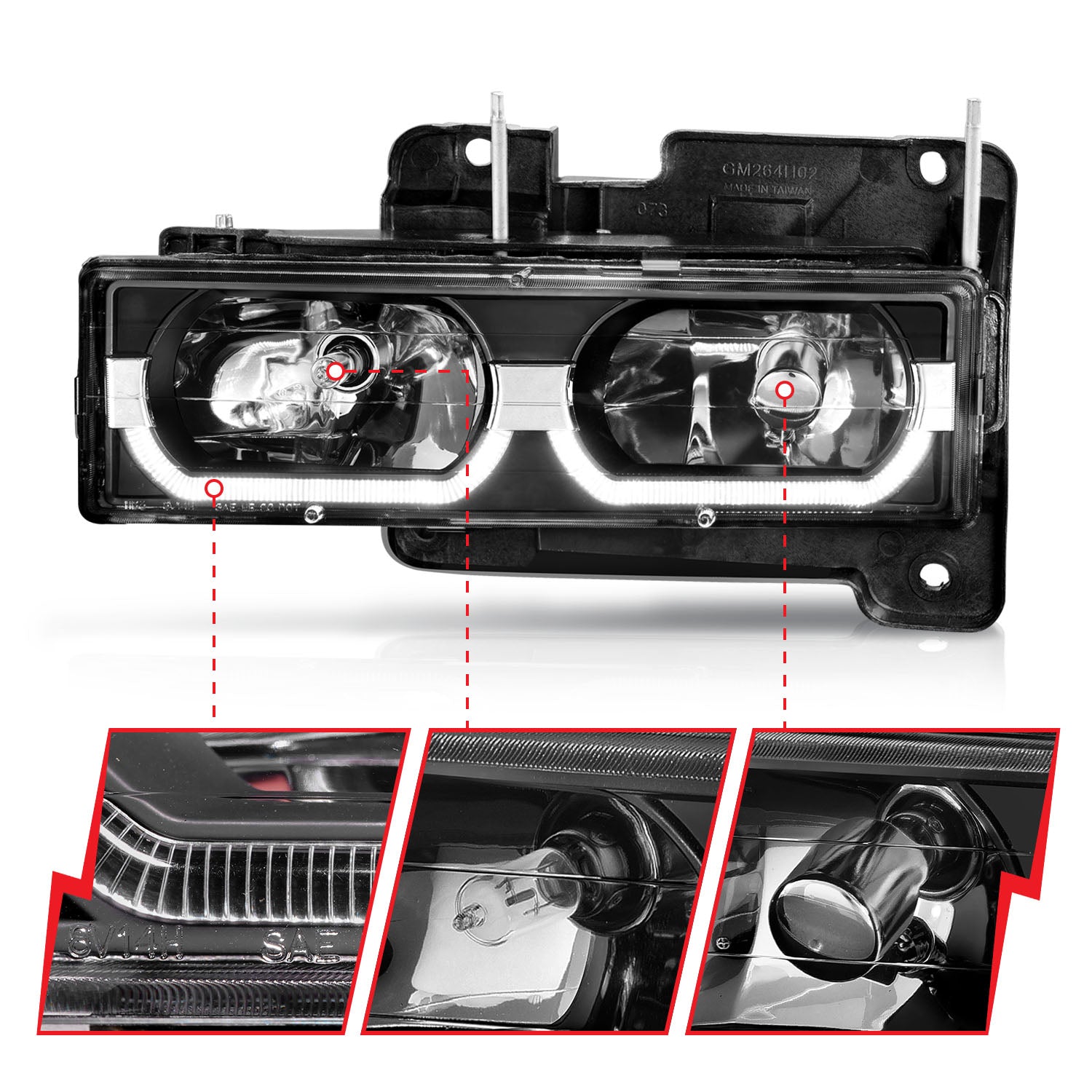 Anzo 90-00 Low Brow Black Crystal Headlights