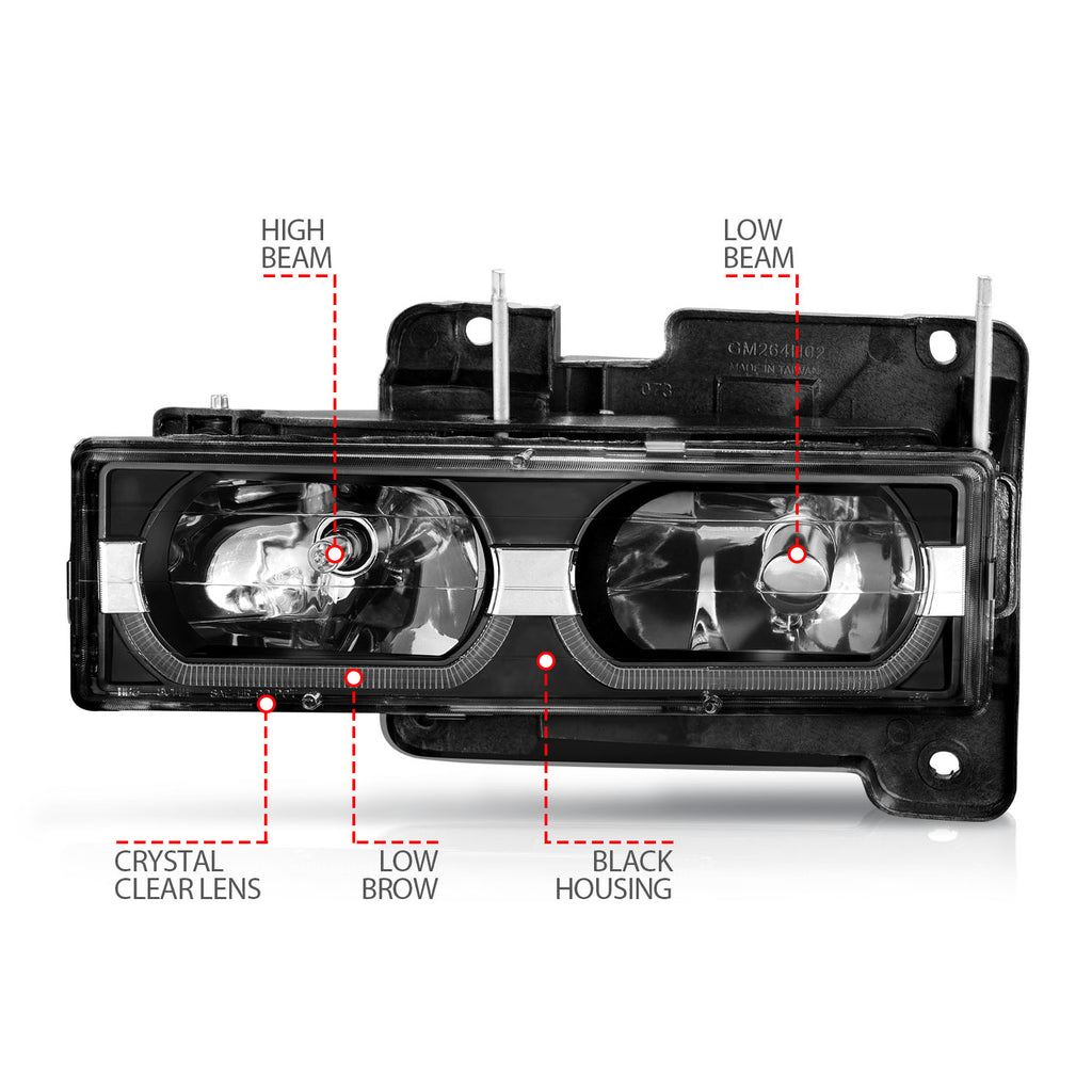 Anzo 90-00 Low Brow Black Crystal Headlights