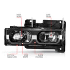 Anzo 90-00 Low Brow Black Crystal Headlights