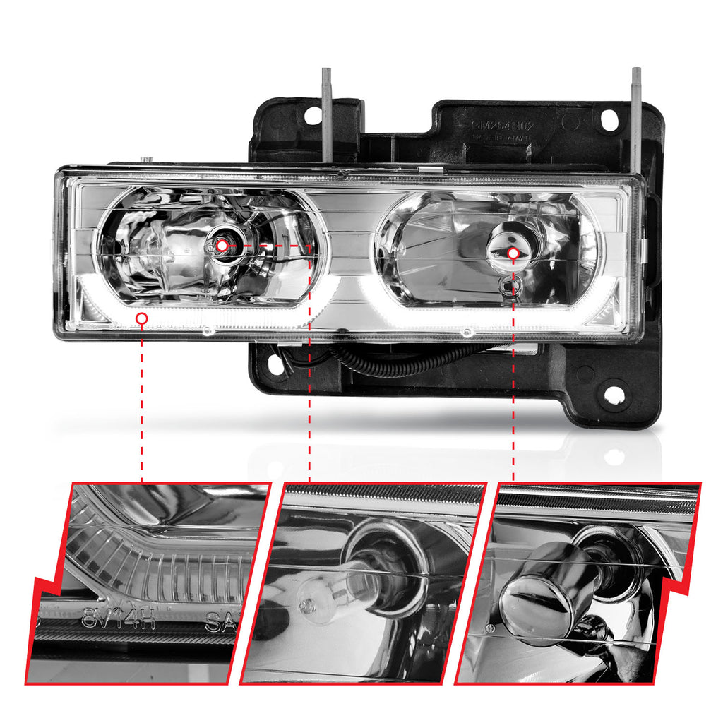 Anzo 90-00 Low Brow Chrome Crystal Headlights