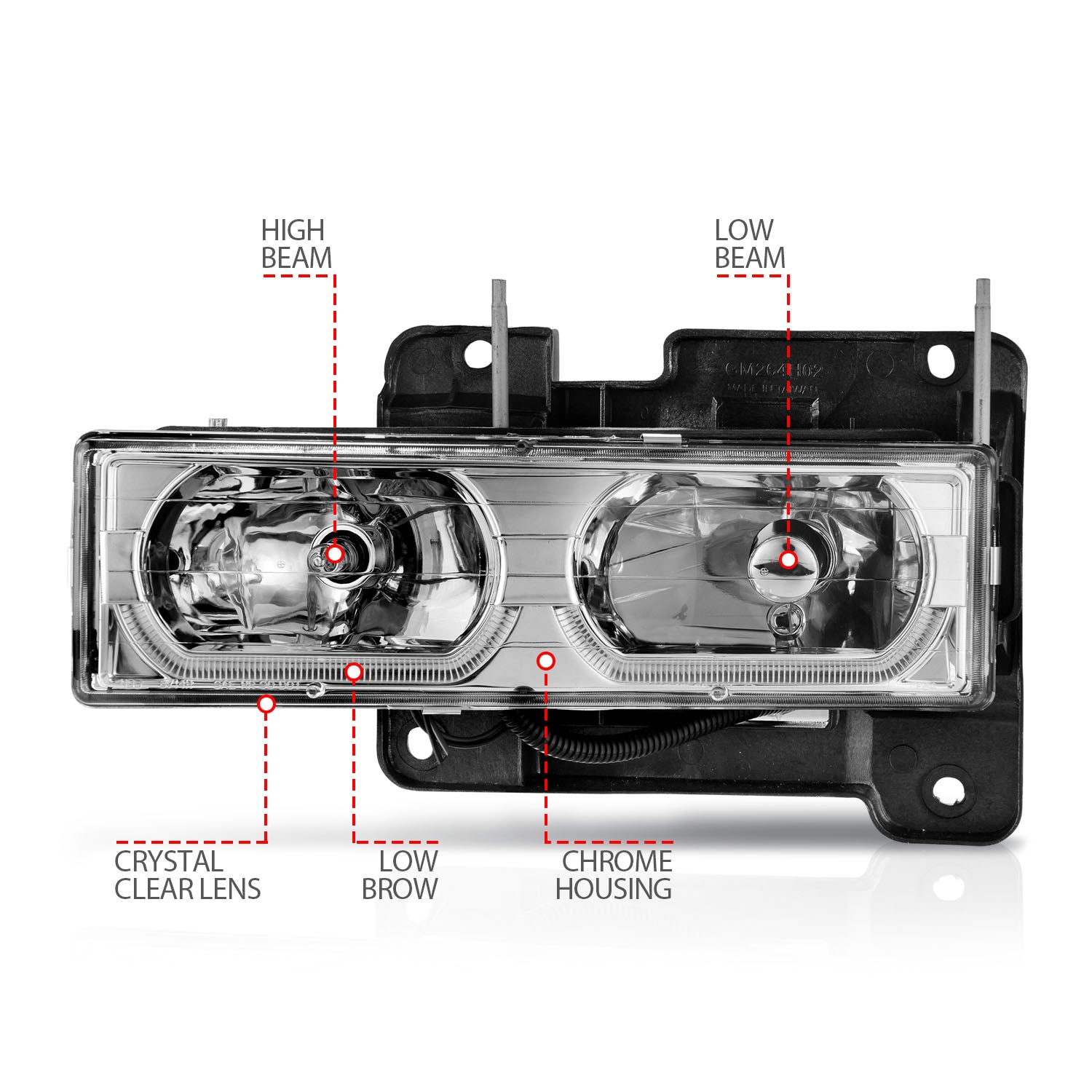 Anzo 90-00 Low Brow Chrome Crystal Headlights