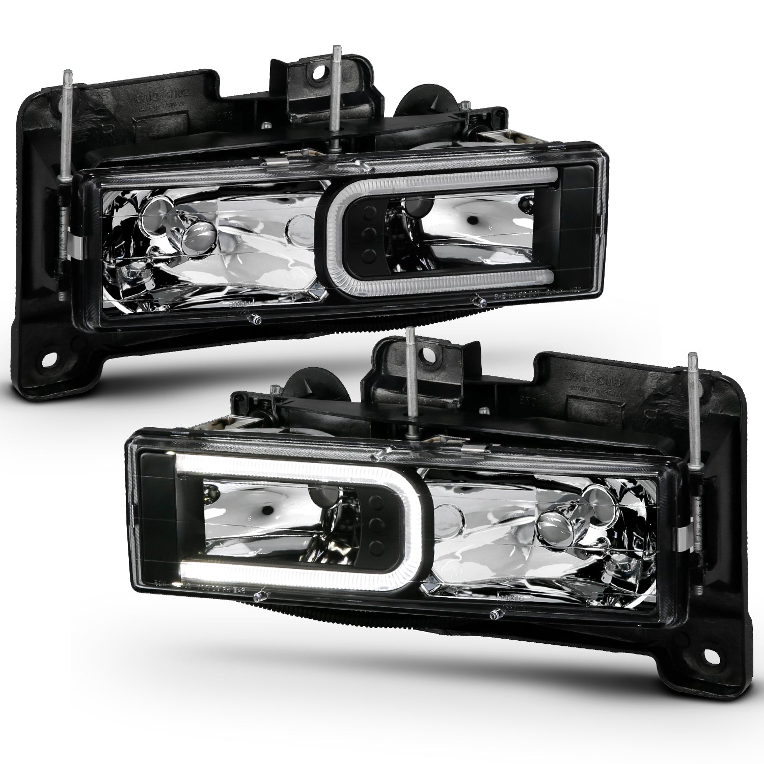 Anzo 90-00 Black Light Bar Crystal Headlights