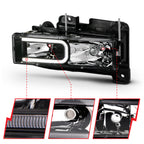 Anzo 90-00 Black Light Bar Crystal Headlights