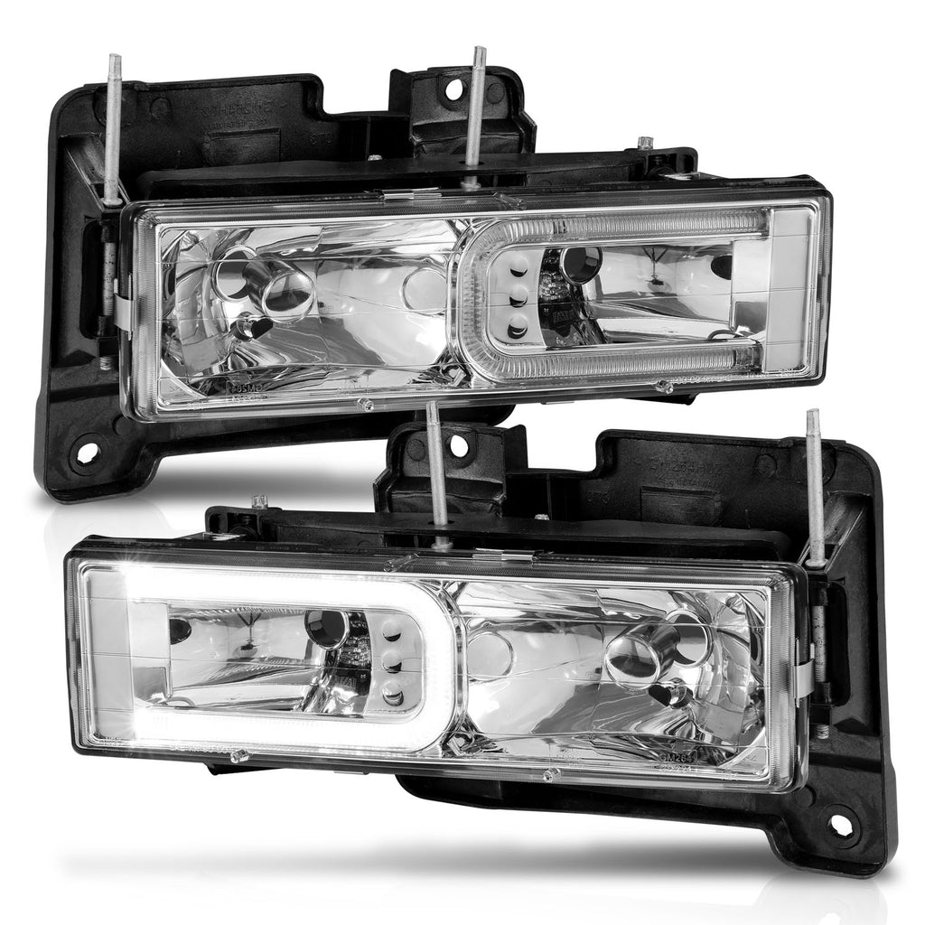 Anzo 90-00 Chrome Light Bar Crystal Headlights