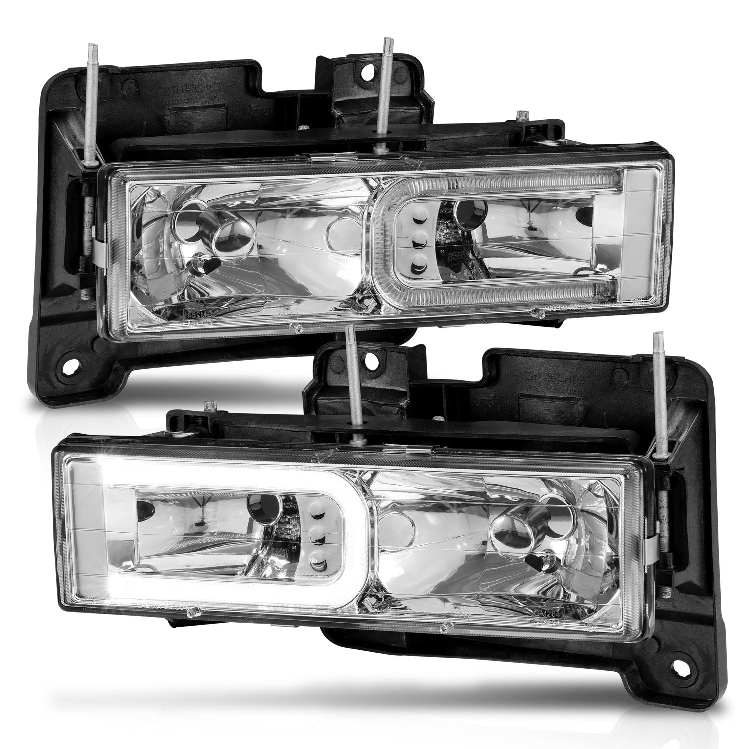 Anzo 90-00 Chrome Light Bar Crystal Headlights