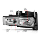 Anzo 90-00 Chrome Light Bar Crystal Headlights