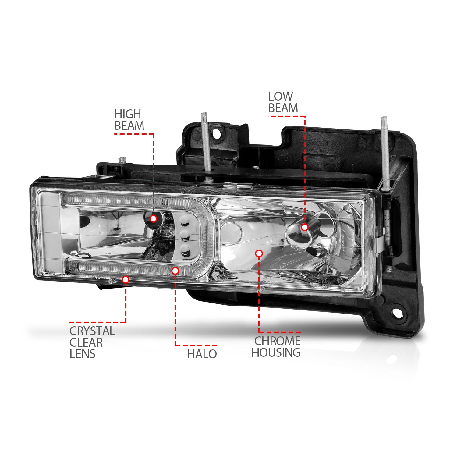 Anzo 90-00 Chrome Light Bar Crystal Headlights