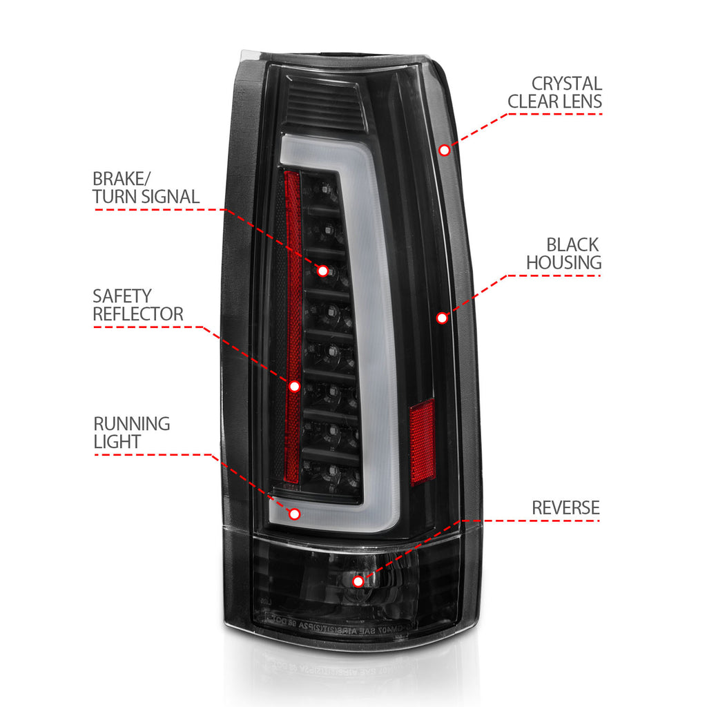 Anzo Clear/Black 88-98 OBS LED Tail Lights