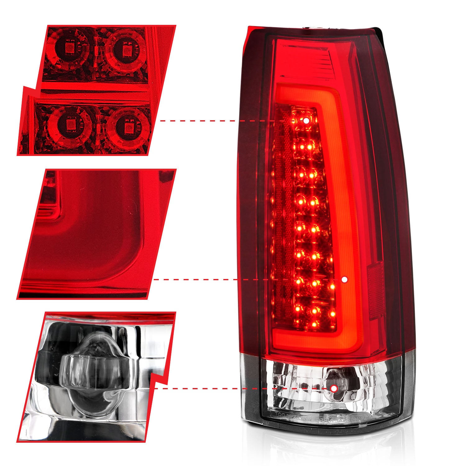 Anzo Red/Chrome 88-98 New Style LED Tail Lights