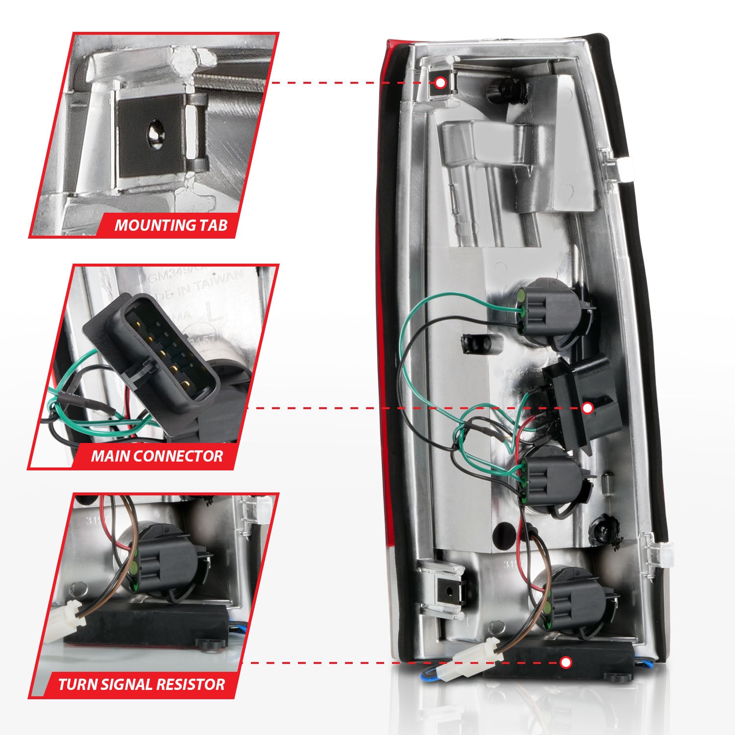 Anzo Red/Chrome 88-98 New Style LED Tail Lights